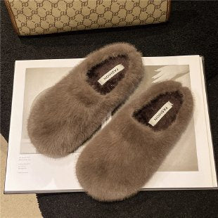 Korean Style Fleece Lined Mule Slippers