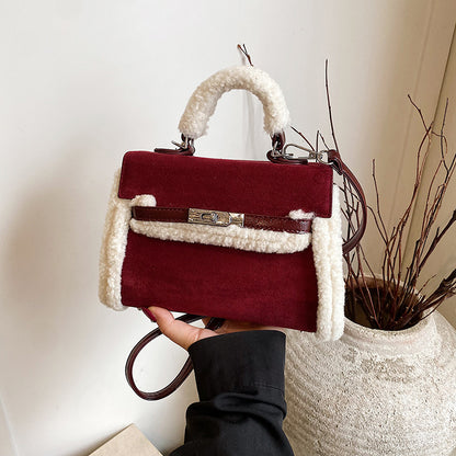 Korean Style Frosted Plush Shoulder Crossbody Bag