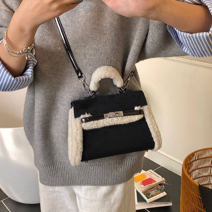Korean Style Frosted Plush Shoulder Crossbody Bag