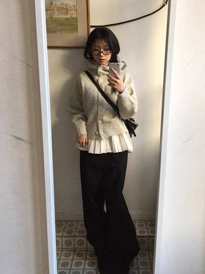Korean Style Hooded Knit Cardigan and Shirt Set