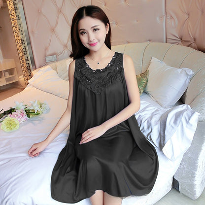 Korean Style Ice Silk Sleeveless Nightdress
