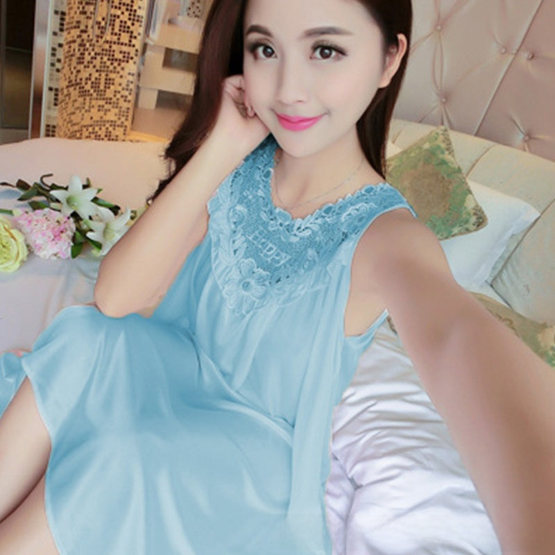 Korean Style Ice Silk Sleeveless Nightdress