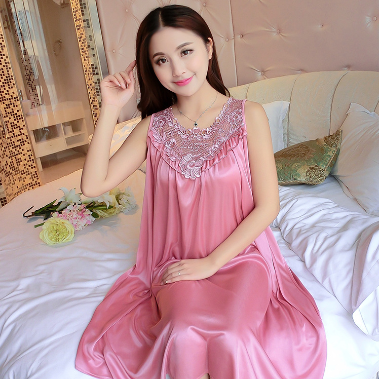 Korean Style Ice Silk Sleeveless Nightdress