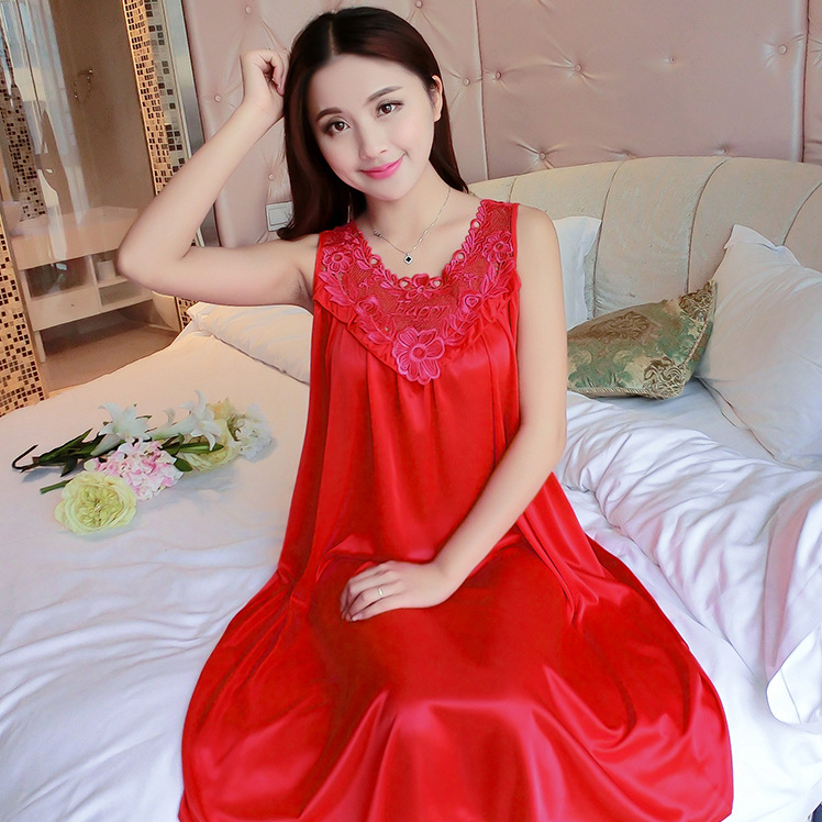 Korean Style Ice Silk Sleeveless Nightdress
