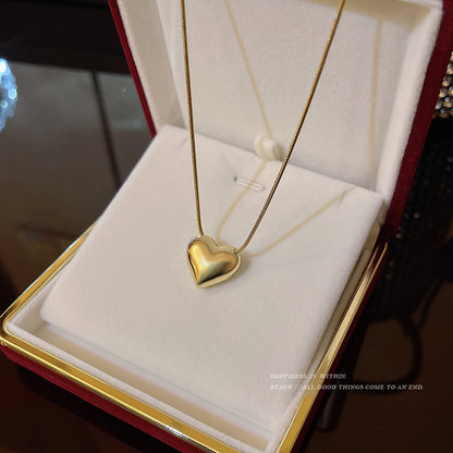 Korean style ins niche design minimalist versatile glossy heart-shaped clavicle chain light luxury accessories necklace necklace necklace