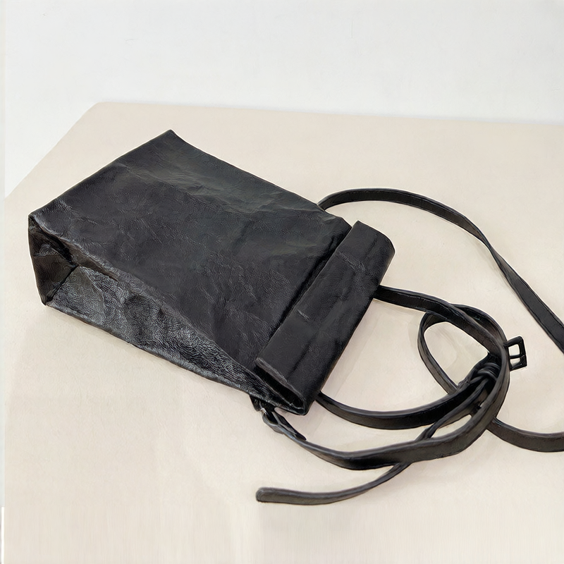 Korean Style Kraft Paper Crossbody Bag with Magnetic Closure