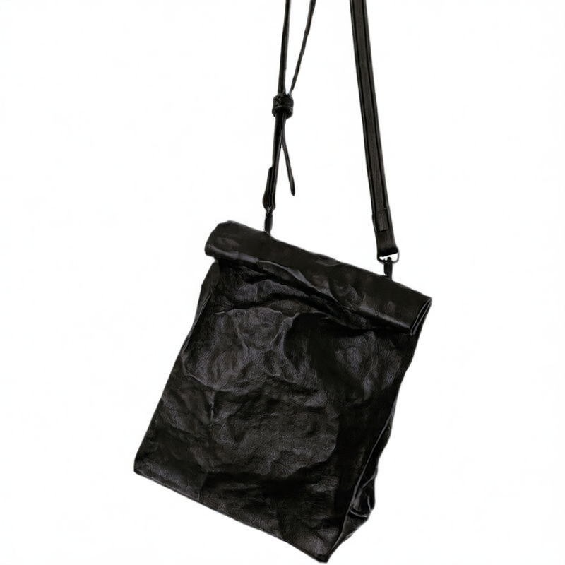 Korean Style Kraft Paper Crossbody Bag with Magnetic Closure