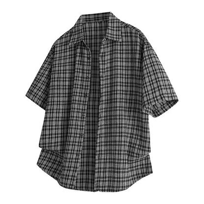 Korean Style Lapel Plaid Shirt