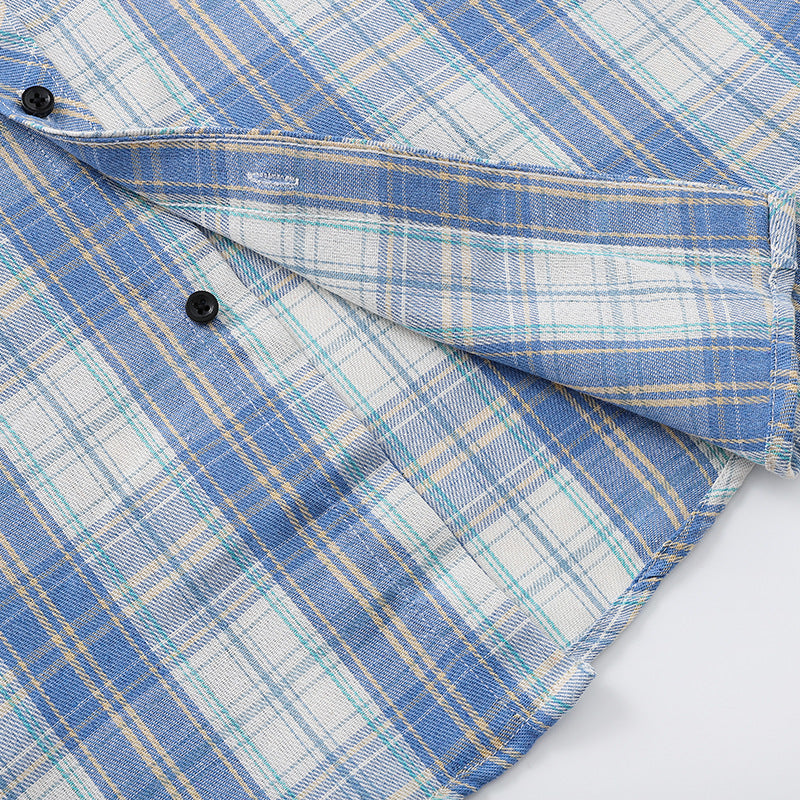 Korean Style Lapel Plaid Shirt