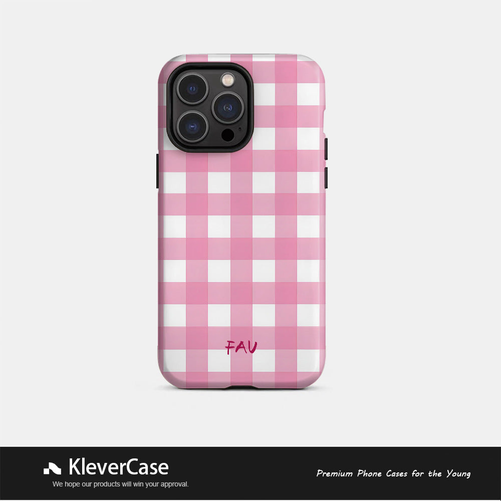 Korean Style Pink Plaid iPhone Case