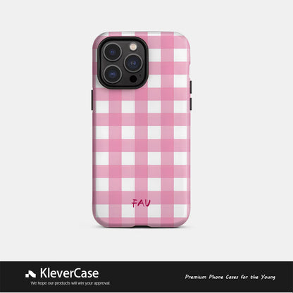 Korean Style Pink Plaid iPhone Case