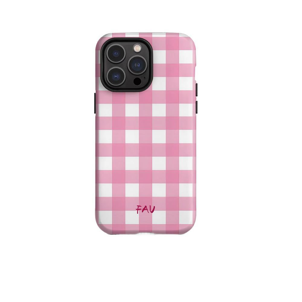 Korean Style Pink Plaid iPhone Case