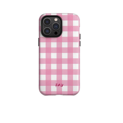 Korean Style Pink Plaid iPhone Case