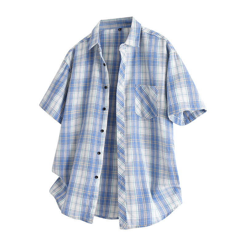 Korean Style Plaid Lapel Shirt
