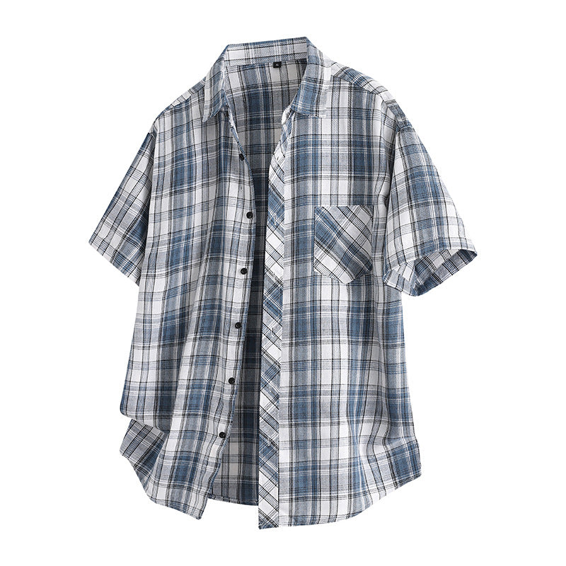 Korean Style Plaid Lapel Shirt