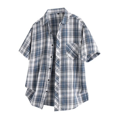 Korean Style Plaid Lapel Shirt