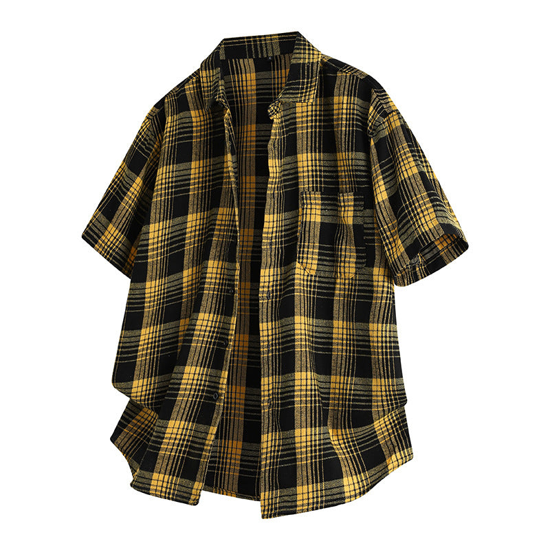 Korean Style Plaid Lapel Shirt