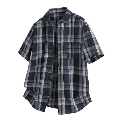 Korean Style Plaid Lapel Shirt
