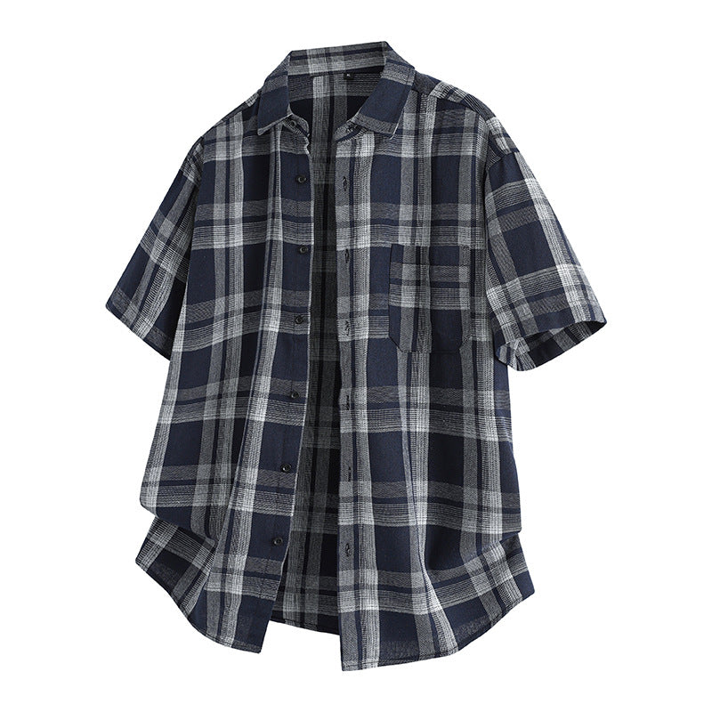 Korean Style Plaid Lapel Shirt