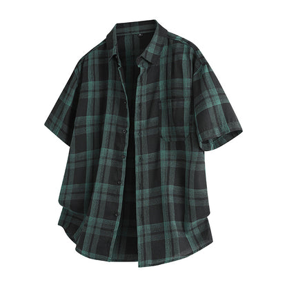Korean Style Plaid Lapel Shirt