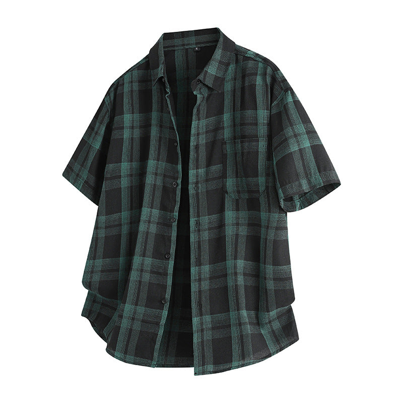 Korean Style Plaid Lapel Shirt