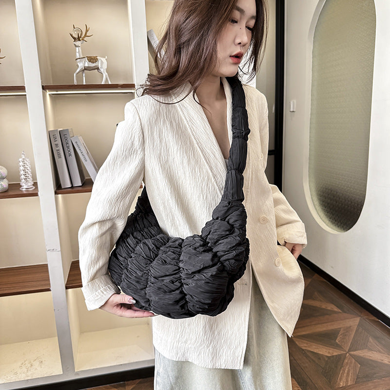 Korean-style Pleated Shoulder Bag