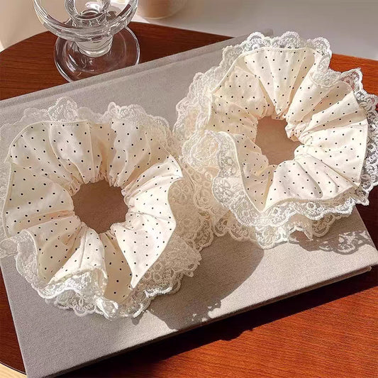 Korean Style Polka Dot Lace Hair Scrunchie