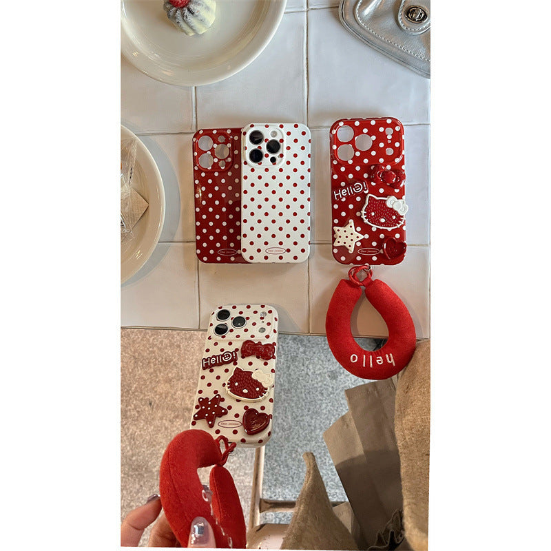 Korean Style Polka Dot Star Cat Silicone Phone Case