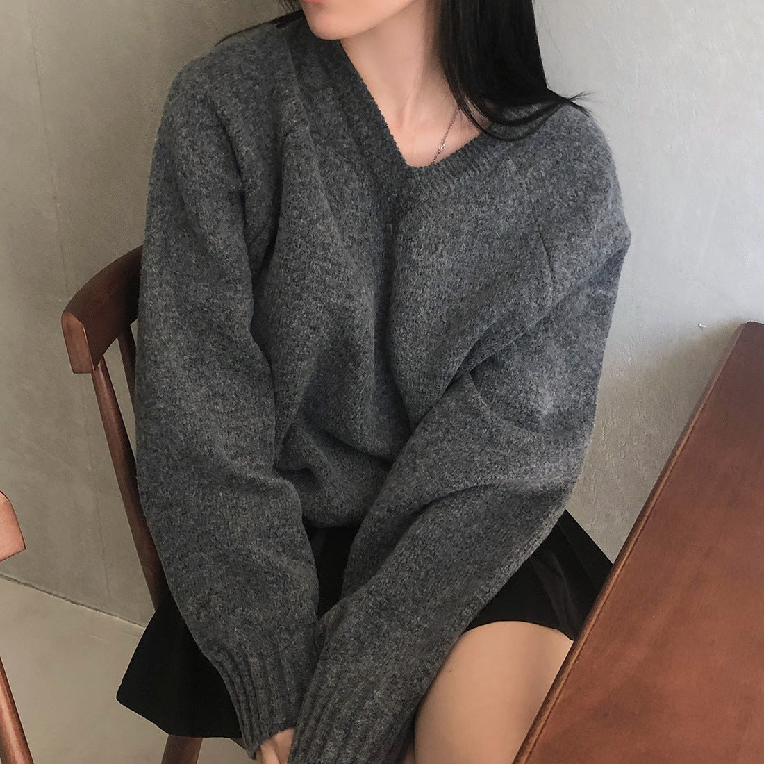 Korean-style relaxed sweater