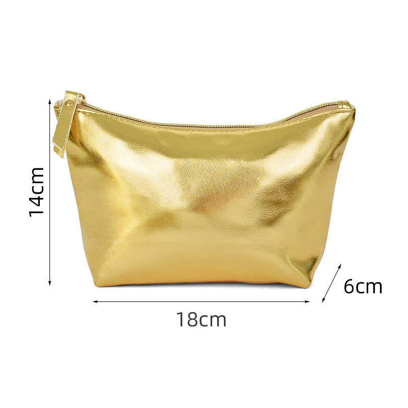 Korean-style Silver PU Leather Cosmetic Bag