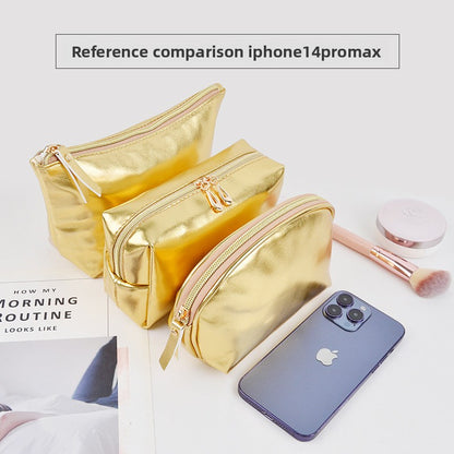 Korean-style Silver PU Leather Cosmetic Bag