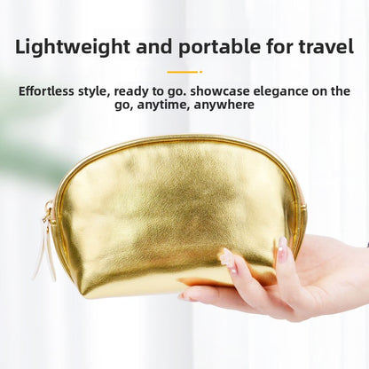 Korean-style Silver PU Leather Cosmetic Bag