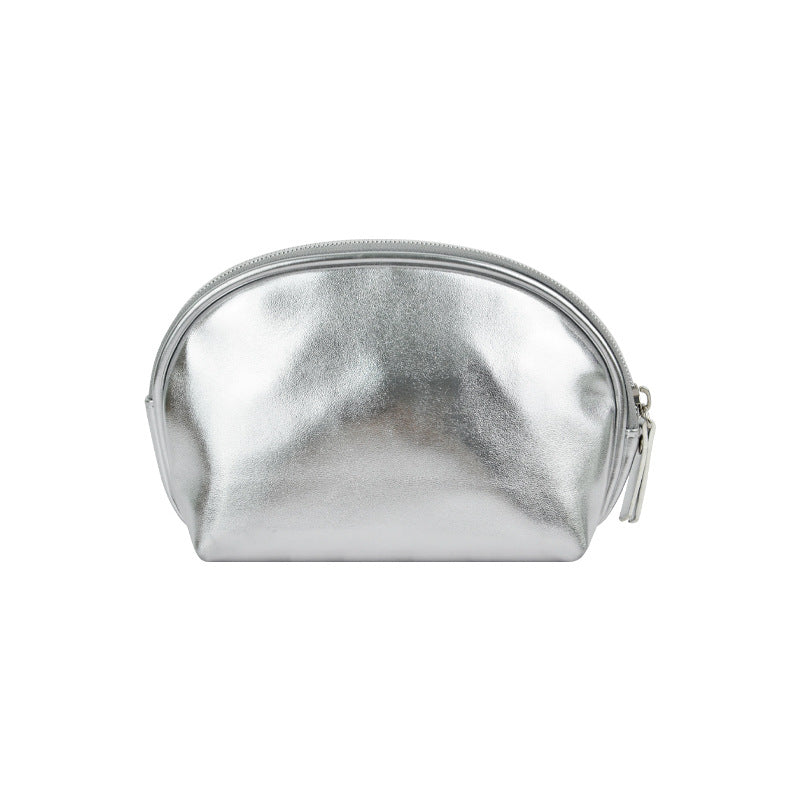 Korean-style Silver PU Leather Cosmetic Bag