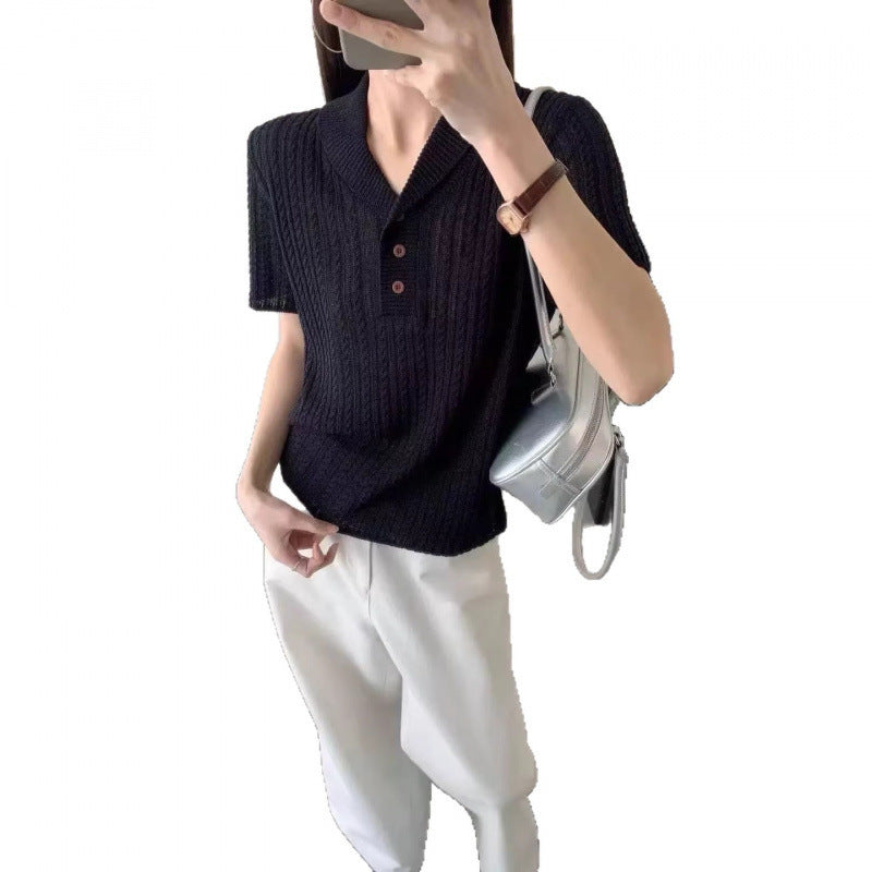 Korean Style V-Neck Tencel Linen Knit Sweater
