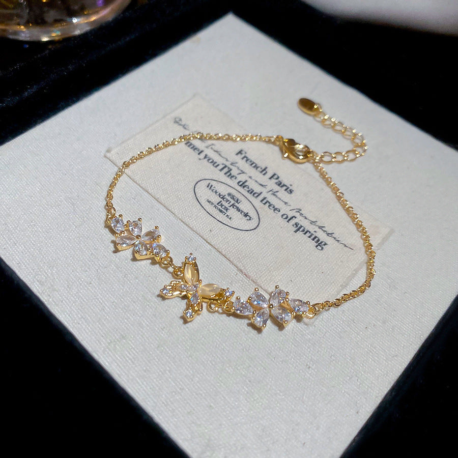 Korean Style Zircon Butterfly Flower Fashion Bracelet