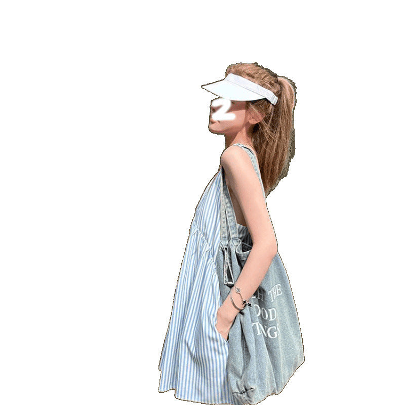 Korean Sweet Blue Striped Camisole Women's