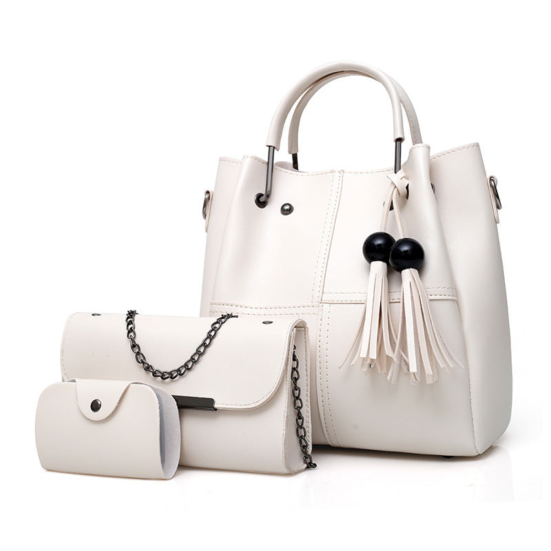 Korean version of solid color bucket bag
