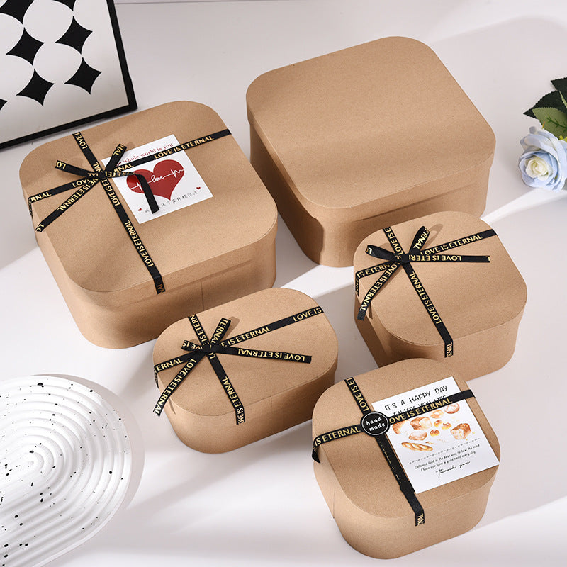Kraft Paper Square/Rounded Corner Gift Box