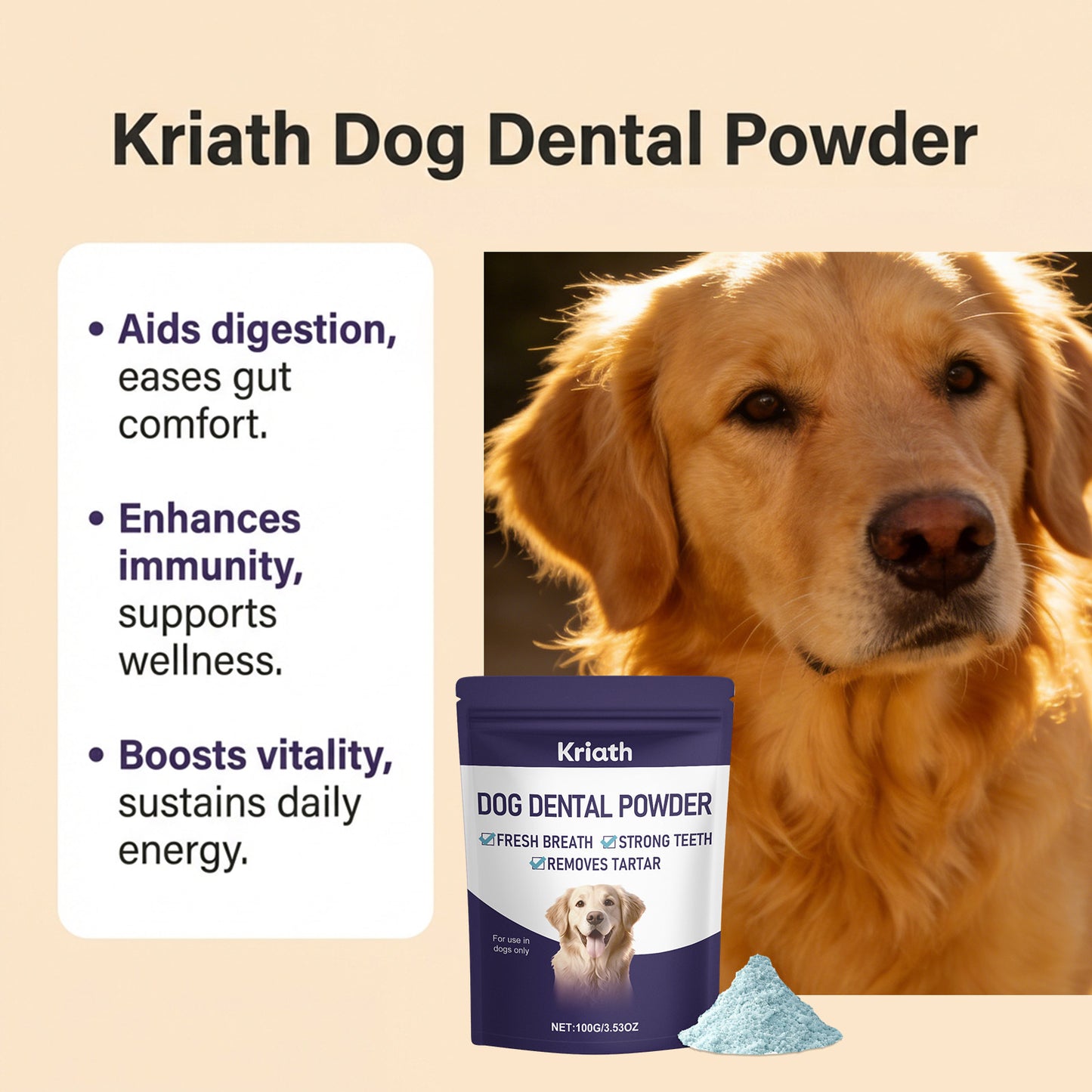 Kriath Dog Breath Freshening Tooth Powder