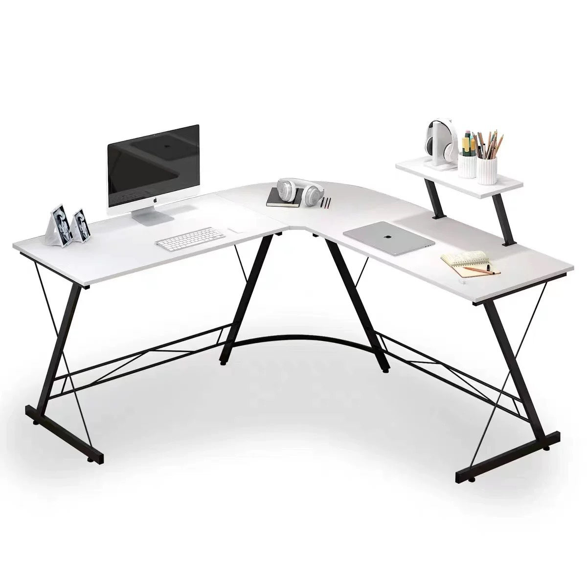 L-Shaped Double Computer Desk