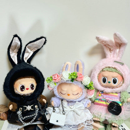 Labubu Doll Clothes Floral Bridal Outfit