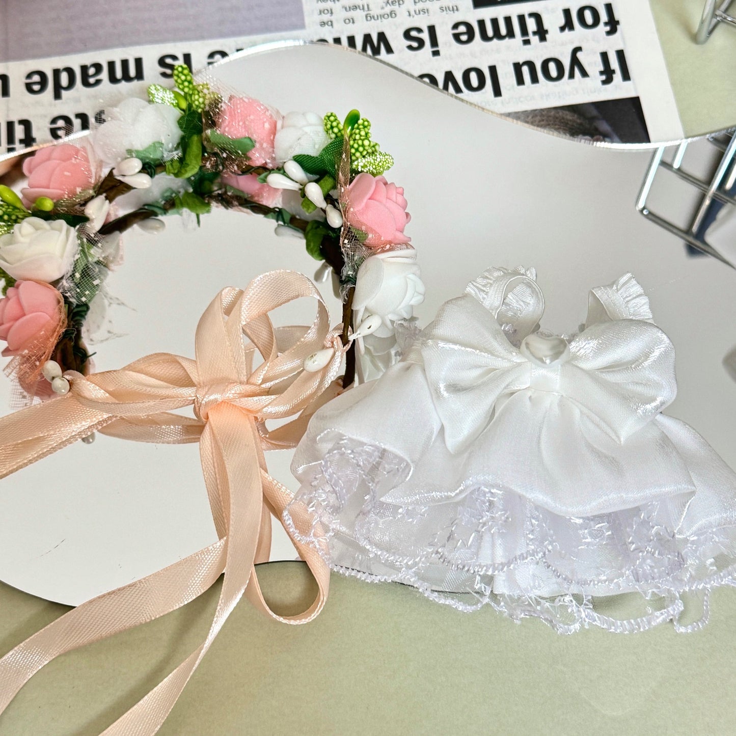 Labubu Doll Clothes Floral Bridal Outfit