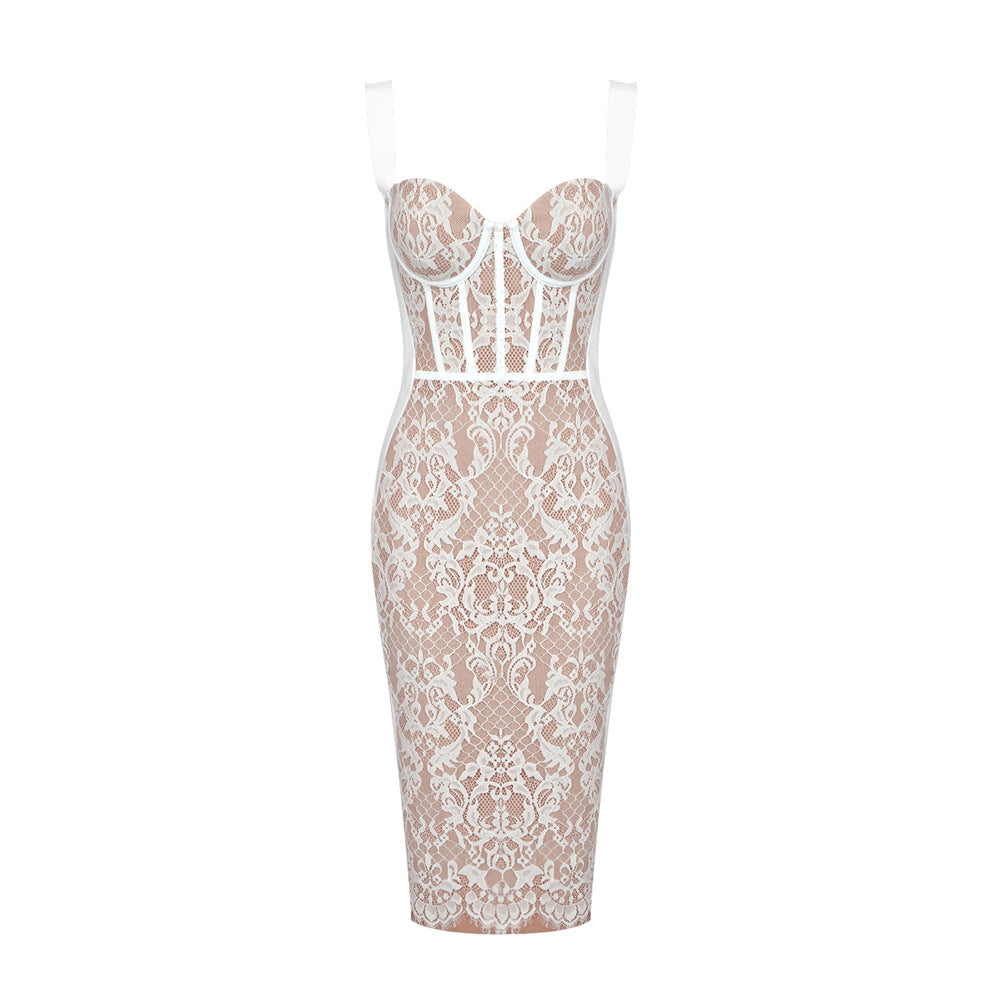 Lace black halter dress