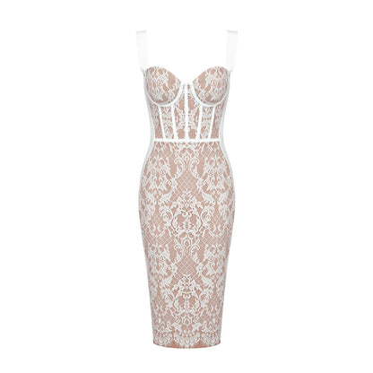 Lace black halter dress
