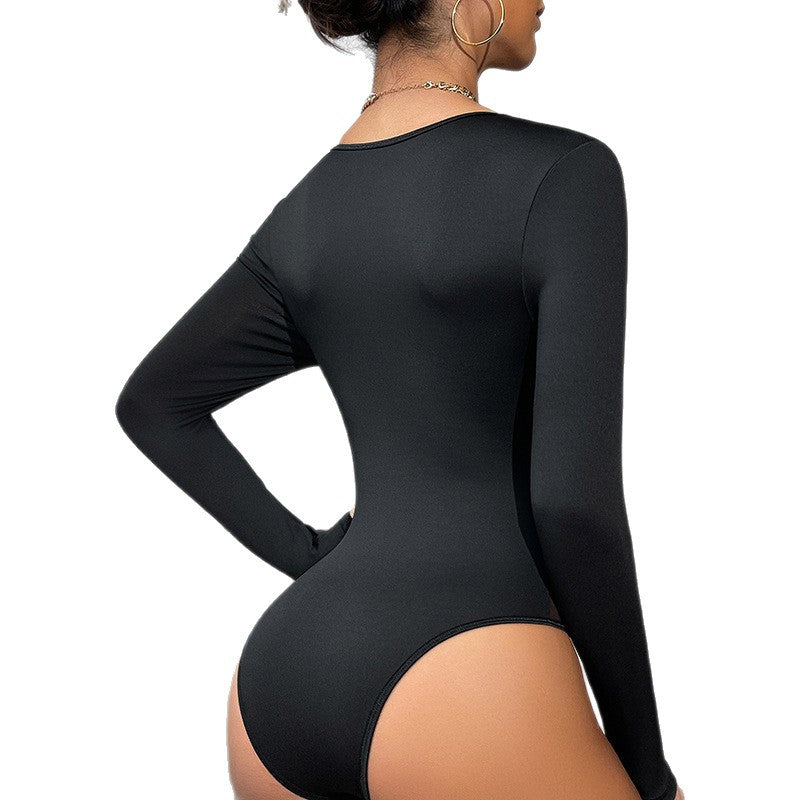 Lace Boned Bodysuit Long Sleeve