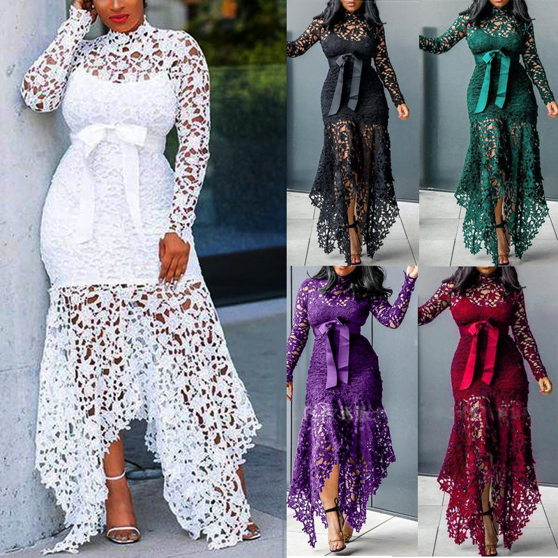 Lace Cut Out Long Sleeve Dress
