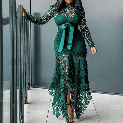 Lace Cut Out Long Sleeve Dress