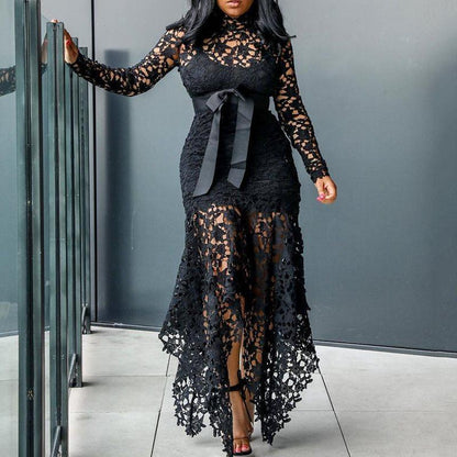 Lace Cut Out Long Sleeve Dress