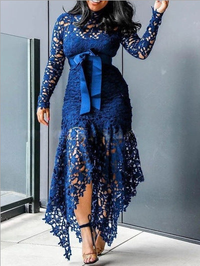 Lace Cut Out Long Sleeve Dress