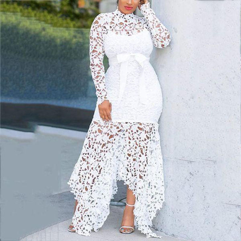 Lace Cut Out Long Sleeve Dress